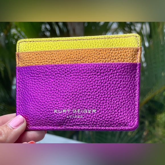 Kurt Geiger NWT Leather Card Holder Double sided Vibrant Multi Color Boxed - Picture 8 of 13